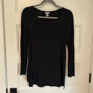 Paraphrase Women’s Black Longsleeve Top Long and Lean Tunic Tee XS